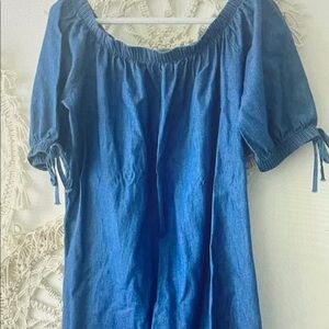 Women's Blue Off-Shoulder Top